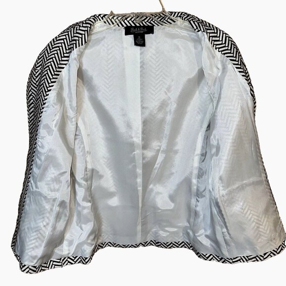 Peck & Peck 100% Linen Blazer Herringbone Print Brown White Lined Retro Mod 10 - Picture 6 of 10